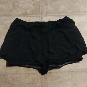 Athleta Women Pulse 2 in 1 Black Stretch Running Shorts Athletic Gym Size S